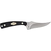 Old Timer 152OT Sharpfinger 7.1in S.S. Full Tang Fixed Blade Knife with 3.3in Clip Point Skinner Blade, Black Sawcut Handle, and Leather Belt Sheath for Hunting, Camping, Skinning, EDC, and Outdoors