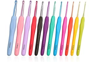 KOKNIT 12 PCS Crochet Hooks, Ergonomic Handle Crochet Hooks Set for Arthritic Hands, Comfortable Smooth Crochet Needles Extra Long Knitting Needles with Stitch Markers