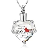 Yinplsmemory Cremation Jewelry Red Cardinal Urn Necklace for Ashes for Women Always in My Heart Urn Locket Pendant Memorial Jewelry