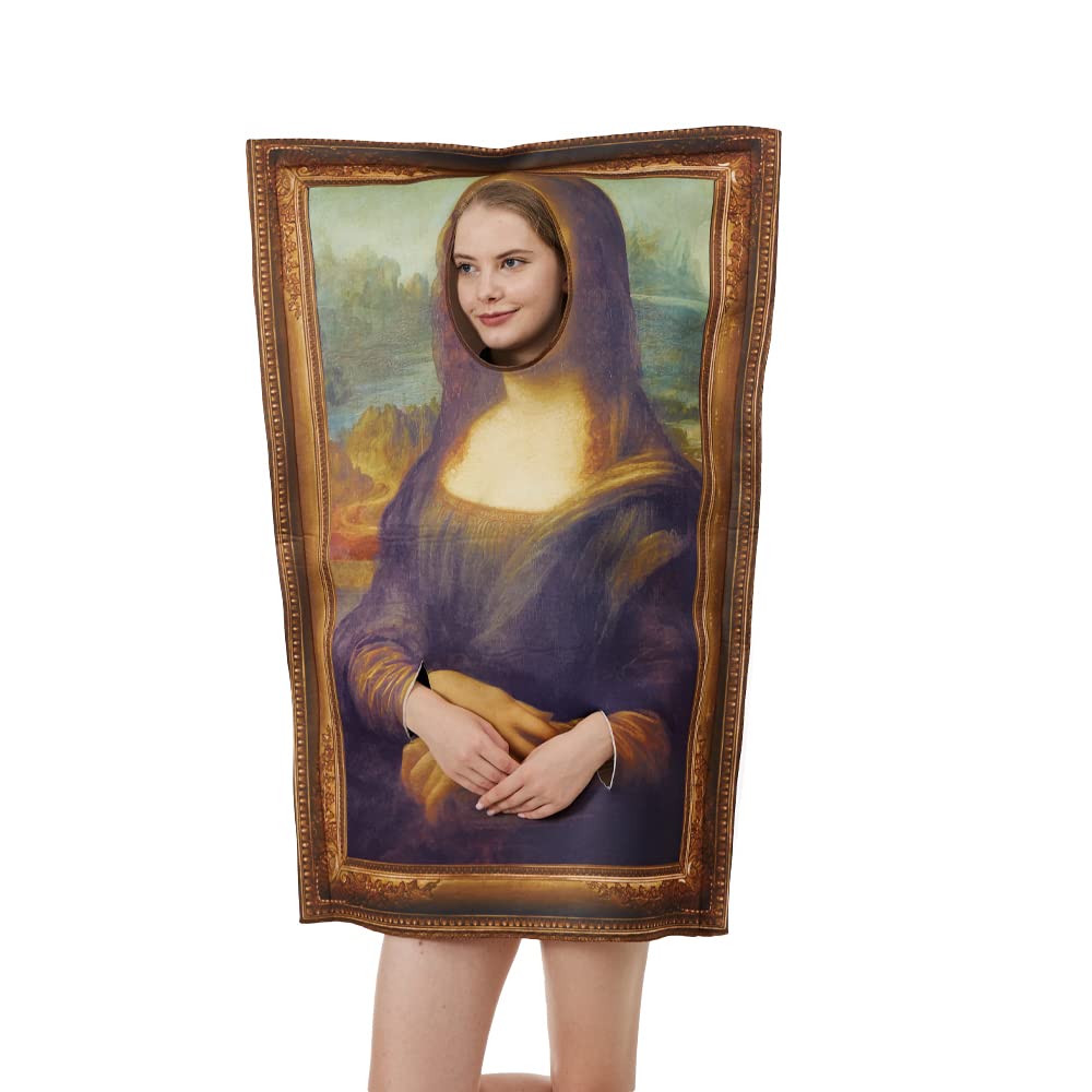 EraSpooky Famous Paintings Costume Mona Lisa Halloween Adult Men Women Funny Fancy Dress