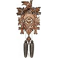 River City Clocks Traditional German Cuckoo Clock with Five Hand-Carved Maple Leaves and One Bird, 14-Inch Tall