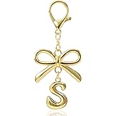 BydGxy Gold Bubble Heart, Cherry, Bow & More Designs Letter Initial Keychain Bag Charms – Cute Purse Charms for Handbags