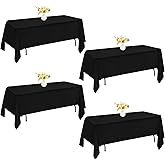 JALANCY 4 Pack Rectangle Tablecloth 60x102 Inch Black Washable Polyester Table Cover for Wedding Dining Table Buffet Parties Banquet Decoration(Black)