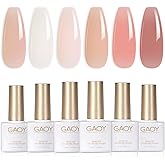GAOY Milky Jelly Nude Gel Nail Polish Set, 6 Transparent Colors Sheer White Pink Soak Off UV Light Cure Gel Polish Kit for Sa