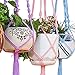 Mkono Colorful Macrame Plant Hanger Indoor Outdoor Hanging Planter Basket Cotton Rope 4 Legs 40 Inch--Pink