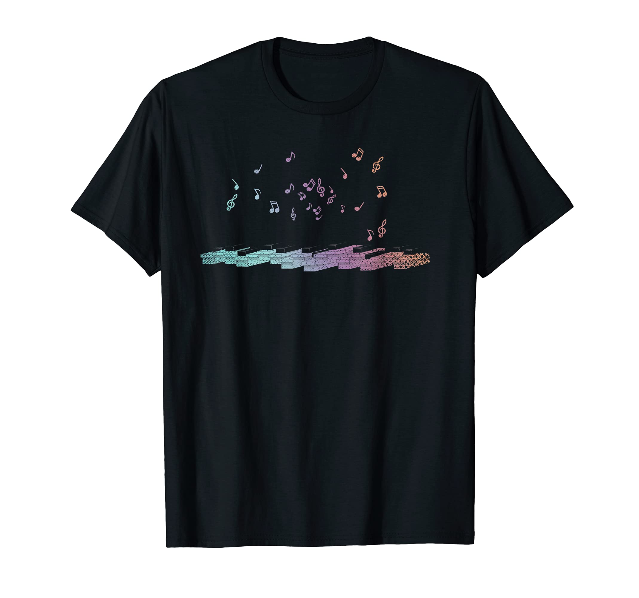 Music Notes Pianist Musician Piano Keyboard Colorful Piano T-Shirt