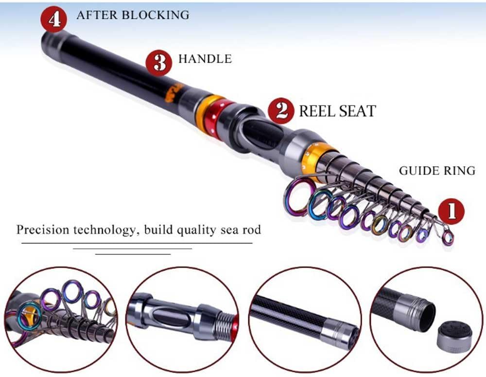 Best Fishing Rods 2.4M, 3.0M, 3.6M Telescopic Fishing Rod Carbon Spinning Sea Fishing Pole Hand Fishing Tackle Sea Rod (3.0M)