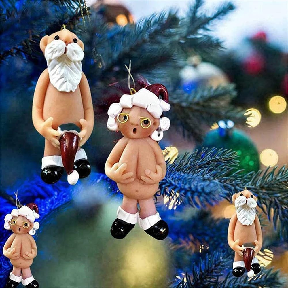 Christmas Ornaments Naughty Santa Decoration - Funny Secret Santa Christmas Decoration Gadget for Christmas Tree Home Party Decoration