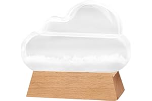 Storm Glass Weather Forecaster Cloud Shape Storm Glass Weather Predictor with Wood Base Decorative Home Station Bottle Orname