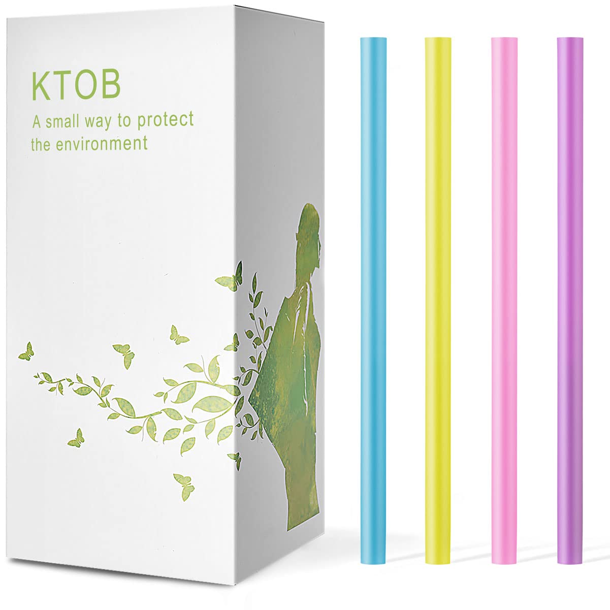 100 Count 100% Compostable PLA Jumbo Smoothie Straws-2/5" Wide X 8 1/4" Long KTOB Biodegradable Colorful Disposable Drinking Straws-Eco Friendly Plant-Based Plastic Milkshake Straws