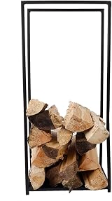CHARLES BENTLEY Tall Black Matte Contemporary Log Holder 10KG Firewood Storage view 4