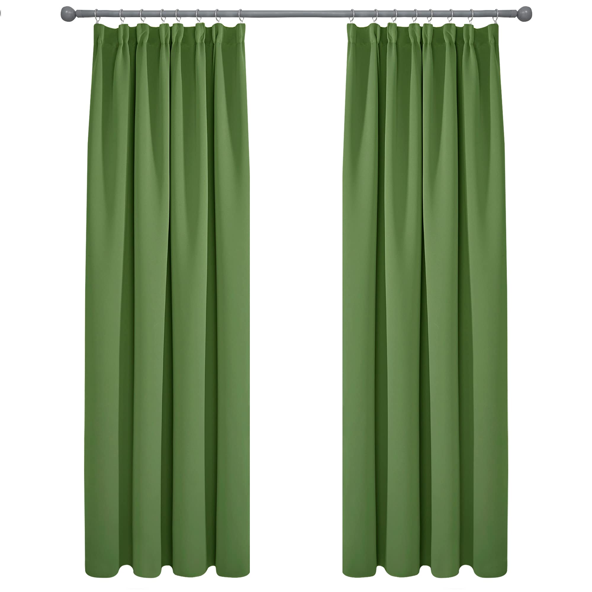 Deconovo Window Treatment Bedroom Curtains Thermal Insulated Pencil Pleat Blackout Curtains for Children Bedroom Green W55 x L96 Inch Pair — image 1