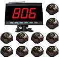 SINGCALL Wireless Restaurant Rable Call System,Waiter Caller for Customer Getting Attendant by Pressing a Table Button,Pack of 1 Display and 10 Bells