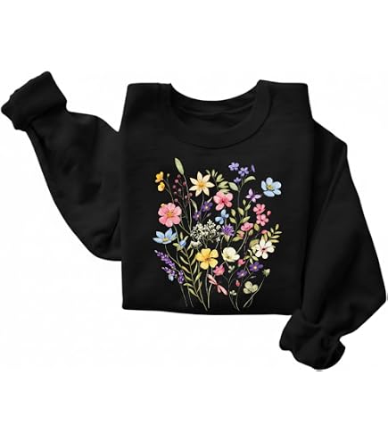 ELAIXV Wildflower Botany Embroidered Oversized Sweatshirt for