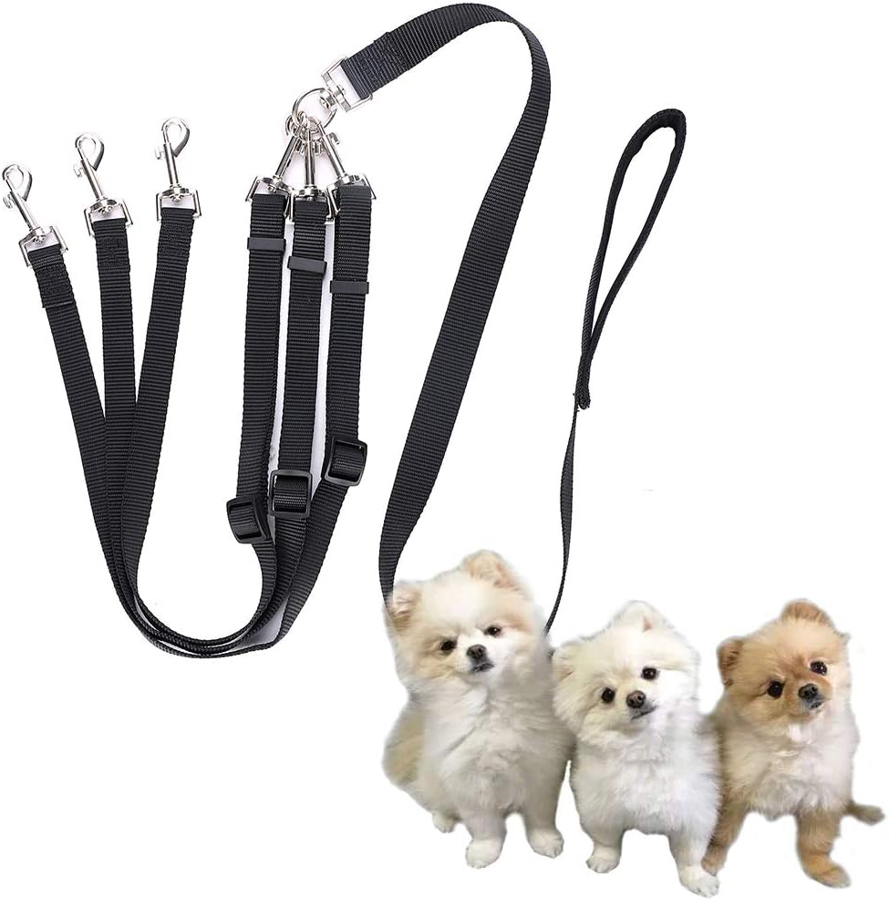 thumbnail image 2 of Genuine Leather Triple Coupler Dog Leash – Walk 3 Dogs Comfortably, With Handle 2 of 5