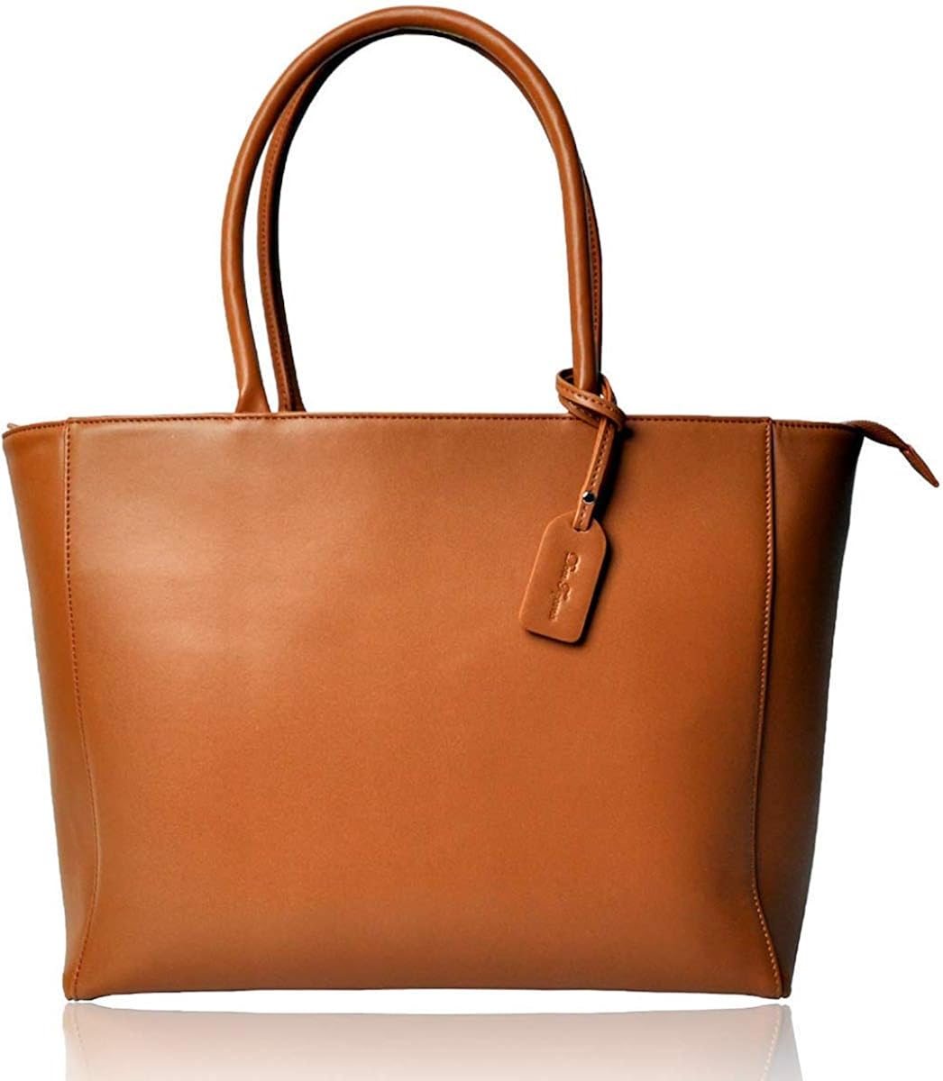 [Dom Teporna] トートバッグ ビジネスバッグ 大容量 軽量 持ち手 本革 ショルダー 肩掛け 無地 シンプル メンズ レディース ブラウン