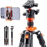 K&F Concept 68" Carbon Fiber Camera Tripod,SA255C1 Lightweight Compact Tripod with 360 Degree Ball Head,Quick Release Plate,D