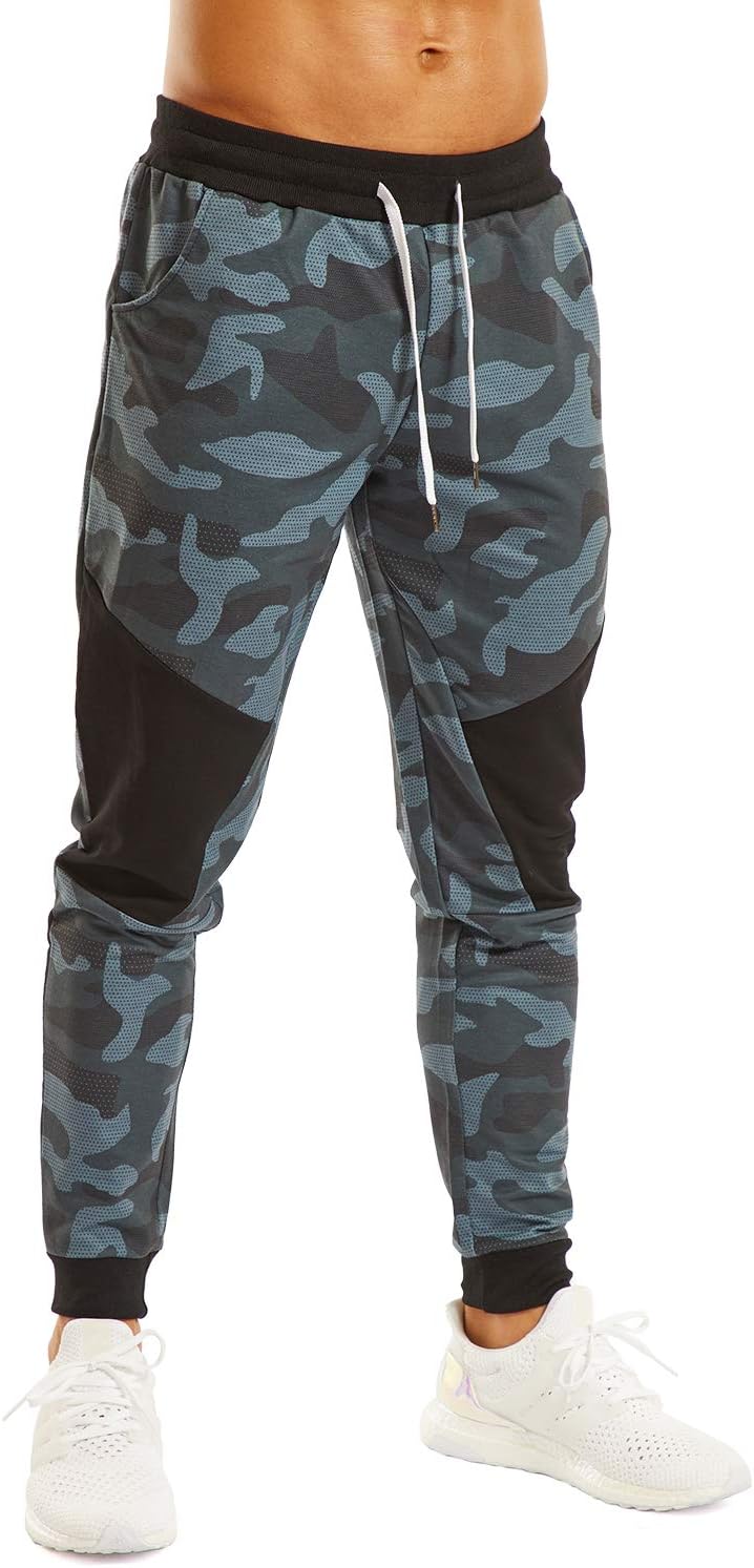 Ouber Men's Slim Fit Camo Jogger Sweatpant Cotton Tapered Gym Pants