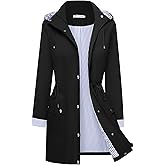 BBX Lephsnt Rain Coats for Women Waterproof Rain Jacket Lightweight Windbreaker Outdoor Hooded Trench Coat