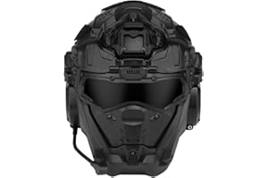 Willbebest Tactical Airsoft Helmet, High-end Paintball Full Face Mask Helmet (Built-in HD Headset and Anti-Fog Fan, Options) for Outdoor CS Games