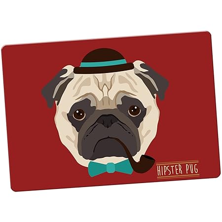 Hipster de animales imán para nevera, Hipster Bohemian Trendy Pug ...