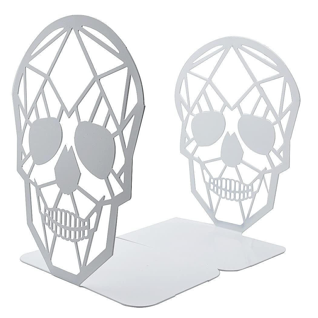 SIPLIV Minimalist Style Bookends Metal Adjustable Non Skid Books Holder Stand Book Rack Desk Bookends for School, Library, Home or Office - Skeleton (Black, 1 Pair)