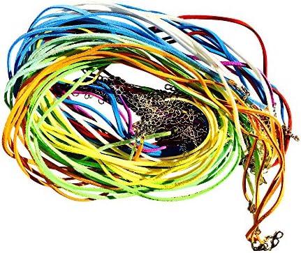 50 Color Mix Imitation Suede Leather Necklace Cord with Lobster Clasp 18in - Exact Colors As Shown