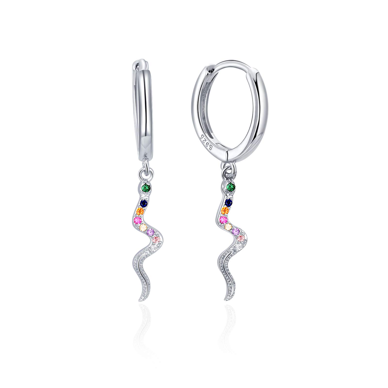 PRAYMOS Snake Hoop Earrings 925 Sterling Silver Personalized Punk Animal Huggie Drop Earrings Gothic Jewelry Birthday Xmas Gift for Women