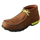 Twisted X Men's Chukka Steel Toe Driving Moc Work Boots, Distressed Saddle & Yellow, 8 W