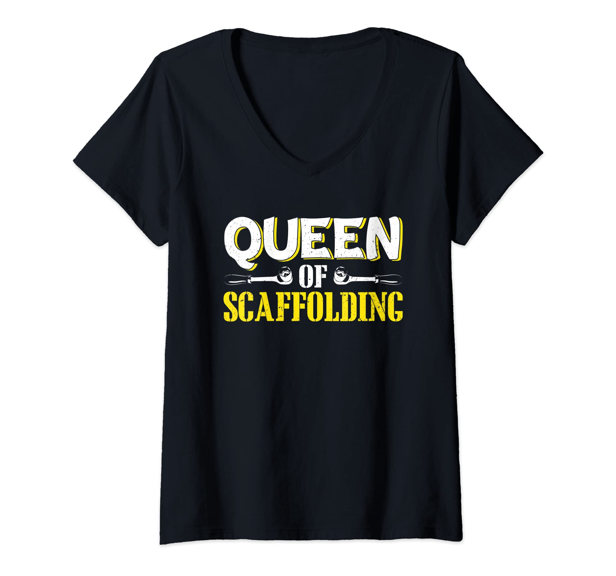 Womens Queen Of Scaffolding Scaffold Builder Scaffolder V-Neck T-Shirt