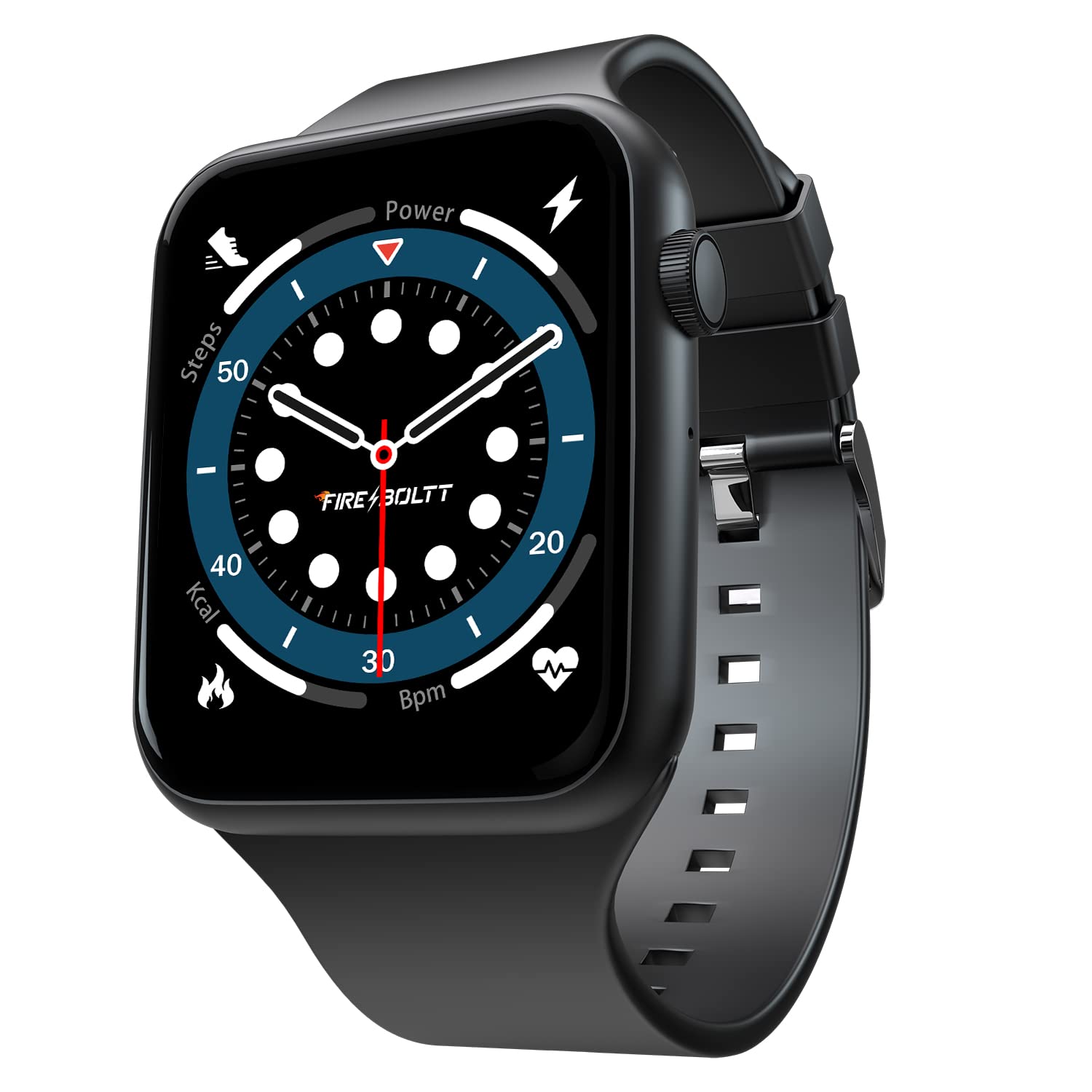Fire-Boltt Ring Bluetooth Calling Smartwatch with SpO2 & 1.7” Metal Body with Blood Oxygen Monitoring, Continuous Heart Rate, Full Touch & Multiple Watch Faces (Black)