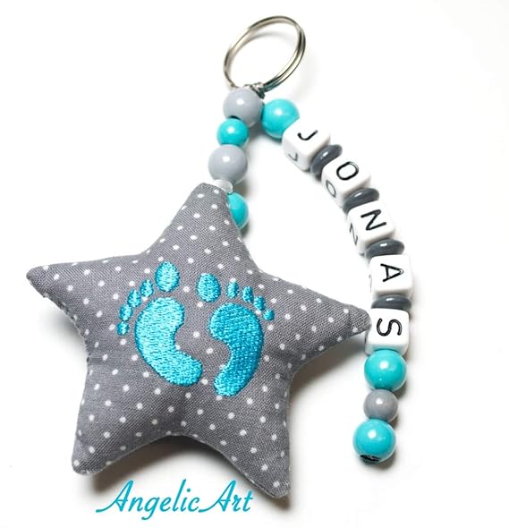 AngelicArt Namenskette/Schlüsselanhänger mit Namen, personalisiert, Verschiedene Modelle für Schultaschen, Kita-/Wickeltasche