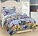 Mk Collection Twin Size Kids Teens boys 5 Pc Comforter and Sheet Set Blue Red Yellow Trucks Tractors Cars New