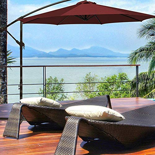 UWY Garten Sonnenschirm Hängender Regenschirm Polyeste und Stahl Cantilever Sonnenschirm mit Kurbelgriff und… – Bild 8
