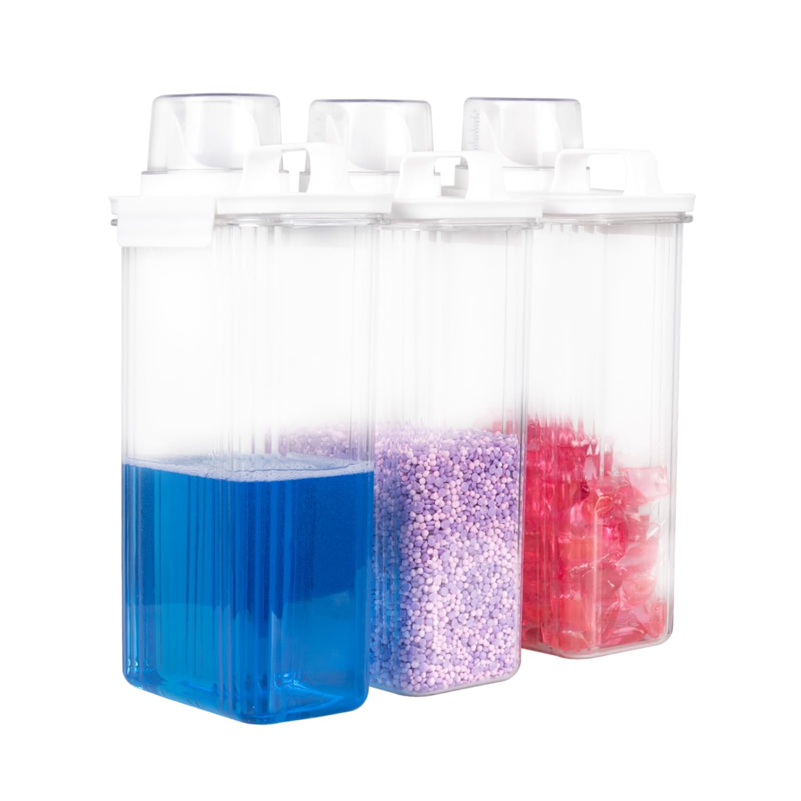 Photo 1 of 95oz Laundry Detergent Container, 2 Pack Plastic Liquid Detergent Dispenser for Laundry Room Powder,Soap,Fabric Softener, Scent Beads Storage and Organization,with 5 Labels.(3, 95oz)