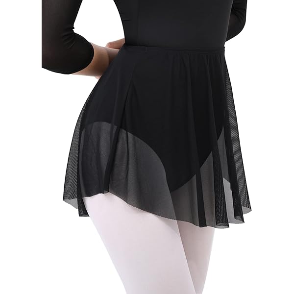 JEATHA Jupe De Danse En Mousseline De Soie à Volants Pour Femme, Noir, Taille Unique