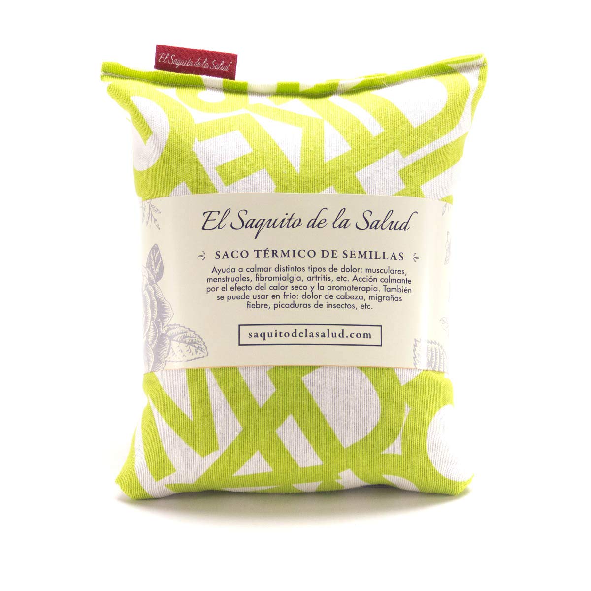 Saco Térmico de Semillas Letras Pistacho (Sin Aroma, S (23 x 15 CM ...