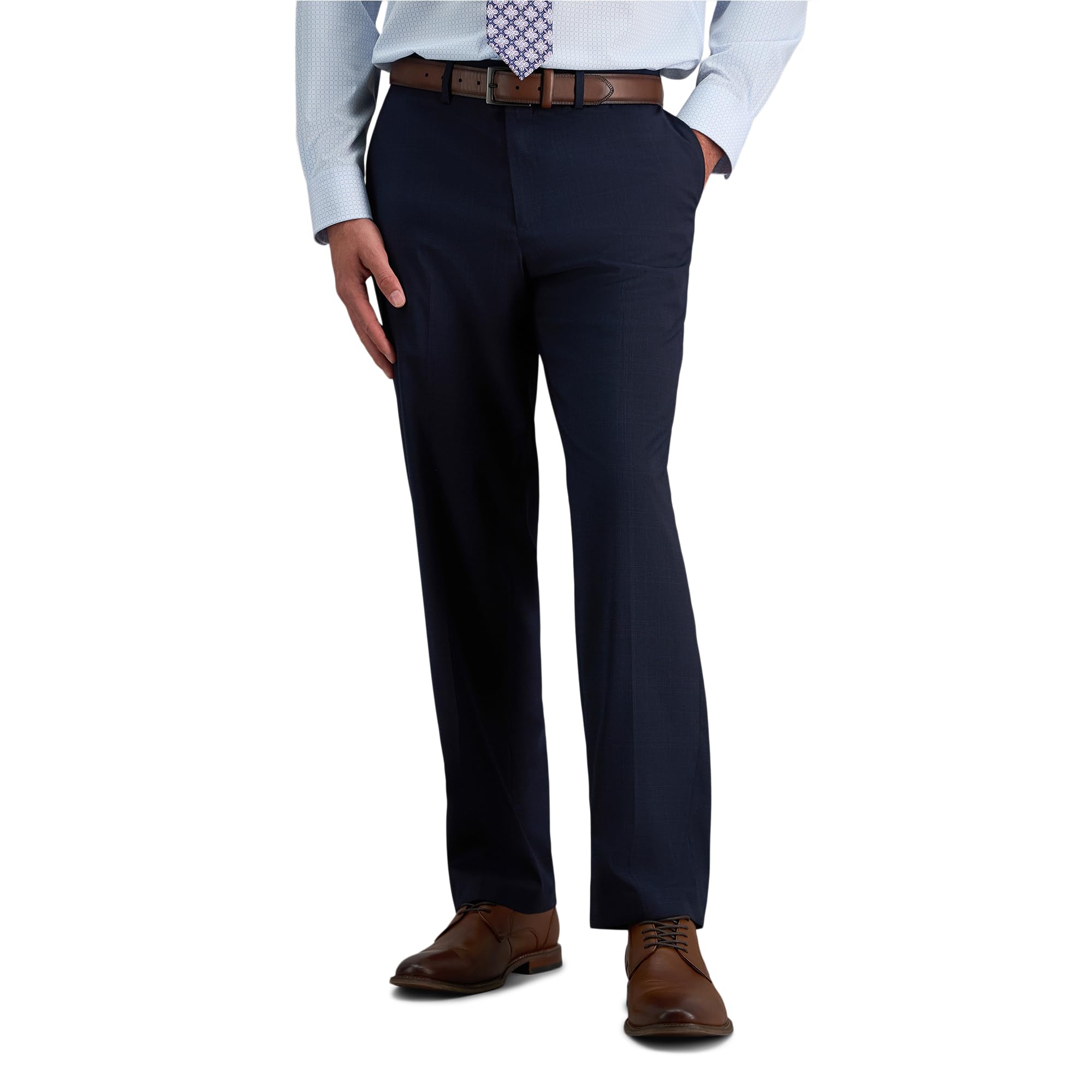 Haggar Men's JMH Premium Stretch Straight Fit Flat Front Dress Pant Dark Navy Image