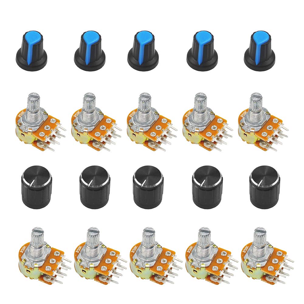 Buy WayinTop 10pcs B50K 50K Ohm Knurled Shaft Dual Potentiometer Linear