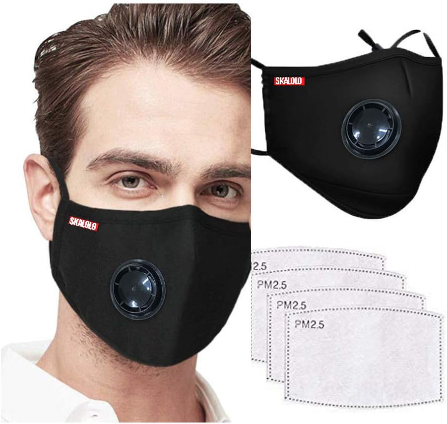2020 Upgraded Anti Air Dust and Smoke Pollution Mask Washable PM2.5 Masks - Carbon Activated Face Mask, Windproof Motorcycle Face Masks -Cotton Washable Respirator Breathing Mask (2 Pack)