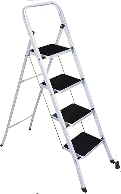 BARGAINS-GALORE Foldable 4 Step Steel Ladder Non Slip Treads Safe Home