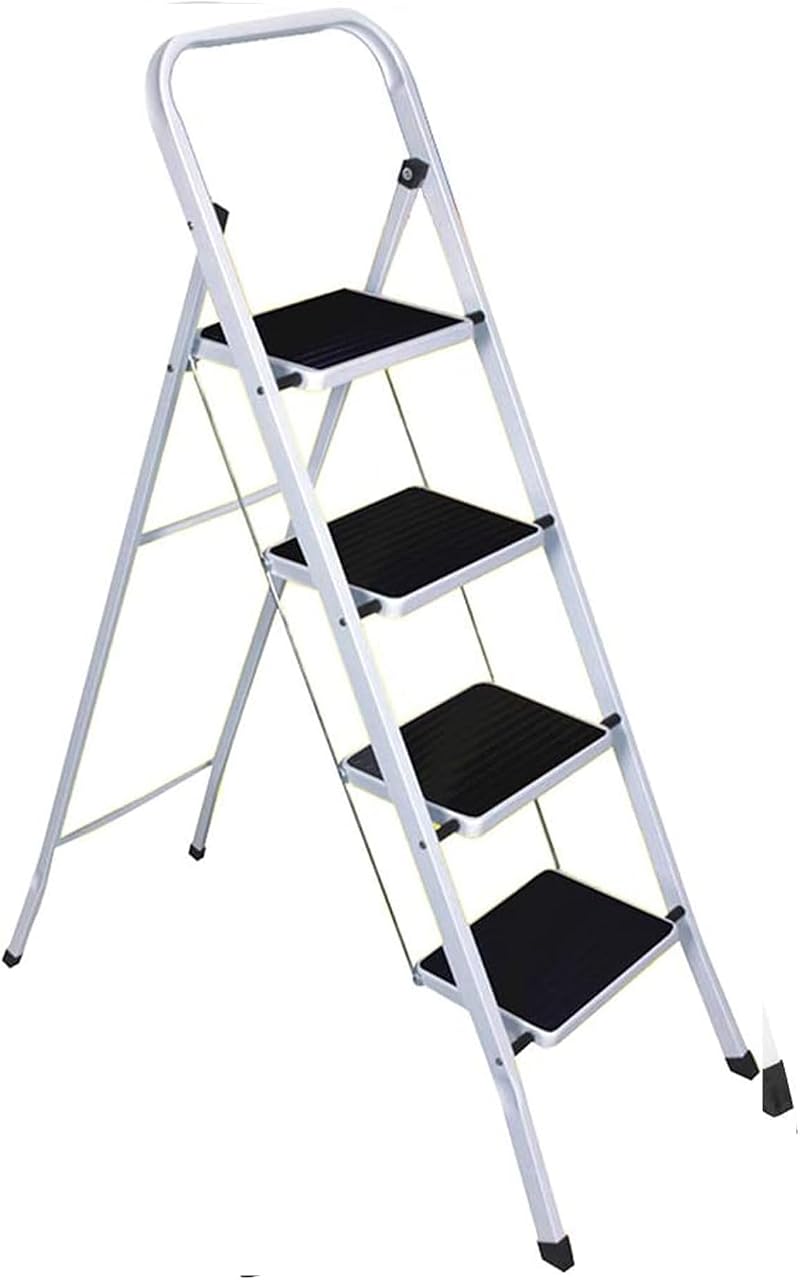 BARGAINS-GALORE Foldable 4 Step Steel Ladder Non Slip Treads Safe Home