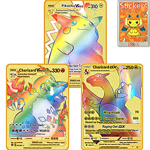 rainbow gold pokemon cards gx Metal Plated Card, Charizard Golden Vmax DX Metal Gold Plated Collection Cards, The Best Gift for Collectors (3 Rainbow) in Saudi Arabia draw 3 cards gold and rainbow pokemon cards