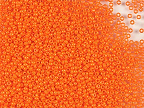 0.70oz 12/0 (20 Grams) Rocailles Seed Beads, Preciosa Czech Glass, Orange Opaque (93140)