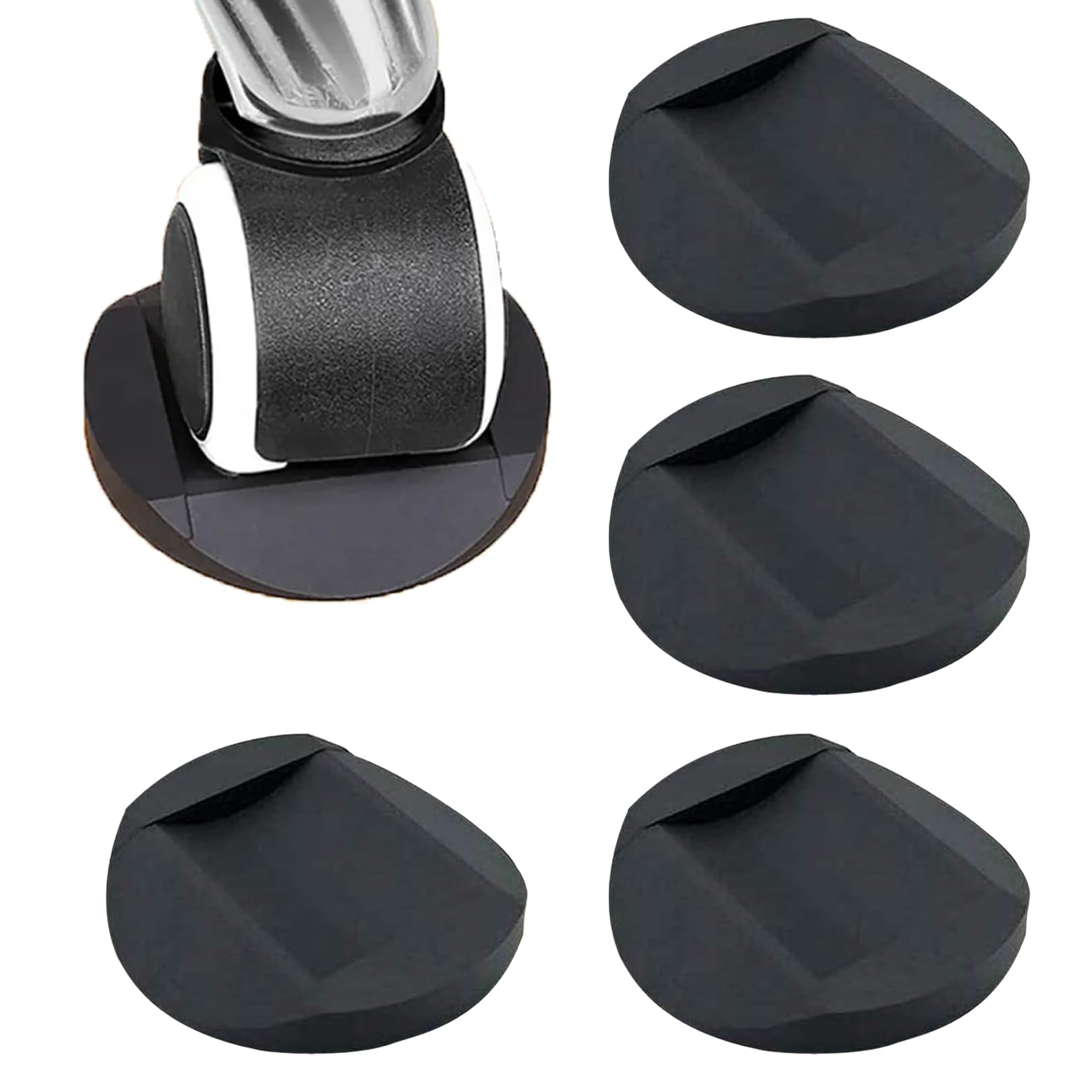 4 Pcs Chair Wheel Stoppers Floor Protector Castor Cups,Anti-Sliding Castor Wheels Feet Stoppers Pads,Bed Wheel Stoppers,Protector Pads Bed Furniture Stopper for All Floors,Wheels, Sofas,Bed(Black)