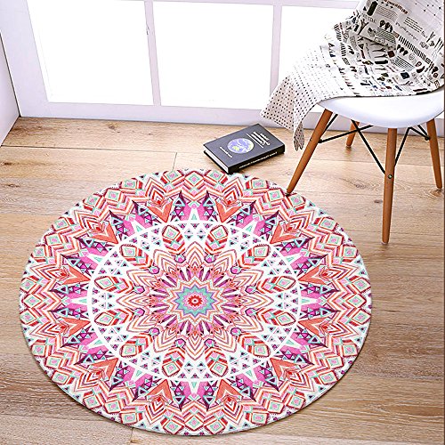 LEEVAN Modern NoShedding NonSlip Machine Washable Round Area Rug