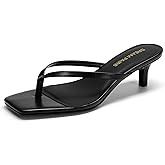 DREAM PAIRS Kitten Heels for Women Flip Flop Low Heels Square Open Toe Sandals Thong 1.96 Inch Heeled Sandals for Summer Vocation