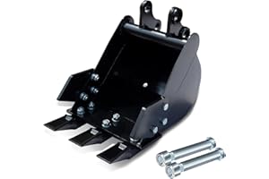 DANWIWEE 12in/300mm Digging Bucket Attachment for Mini Excavator, Trench Buckets with Metal Teeth Fit for 1-1.8 Tons Mini Excavator, Small Digger Buckets Excavator Backhoe Attachments