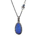 Australian Blue Boulder Opal Diamond Necklace- Genuine Diamonds- Women's Jewelry Gift Idea-October Birthstone Birthday