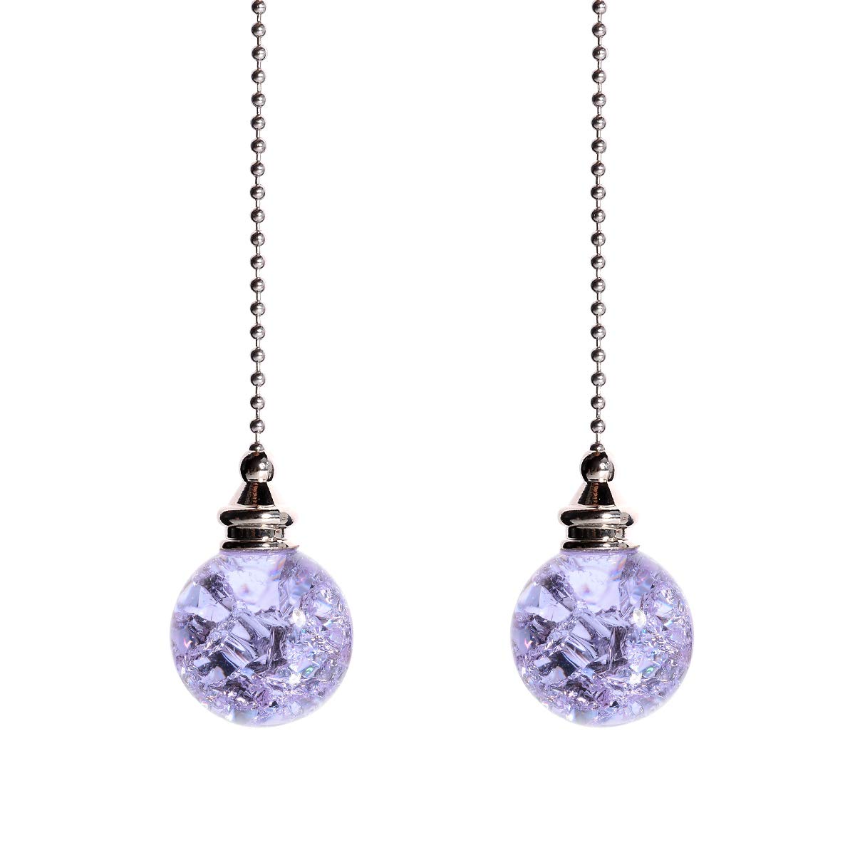 Crystal Ice Crack Ball Blind Cord Chandelier Handle Pull Chain Extension with Connector for Ceiling Light Fan Chain with Purple Color(Pack of 2)